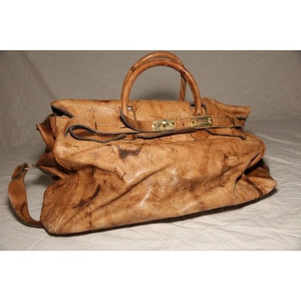 Vintage Genuine Leather Carry On Bag Luggage Handmade In Argentina Shoulder